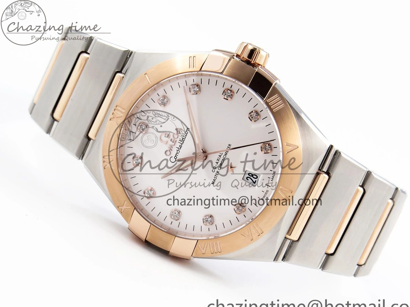 0414 Constellation 39mm SS RG ASWF 1:1 Best Edition White Diamonds Dial on SS RG Bracelet A Minimalist 7772